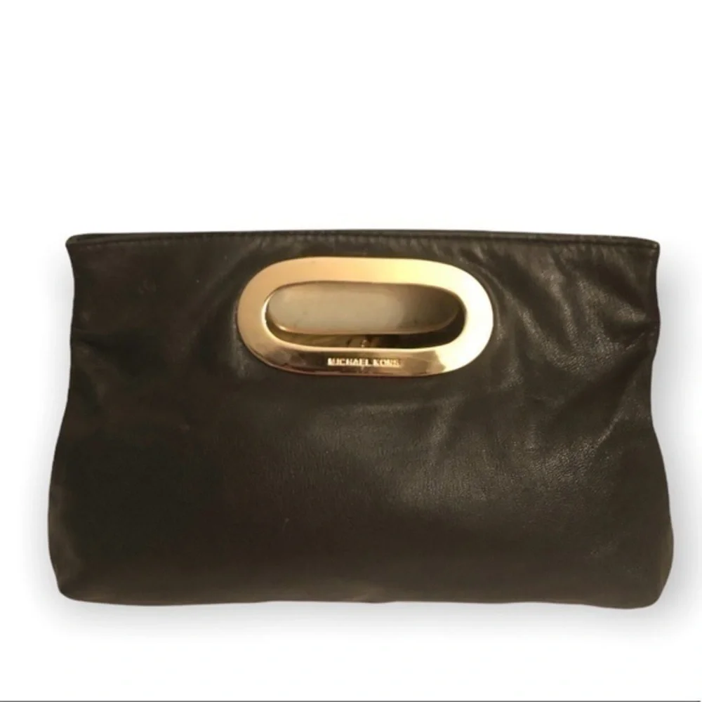 Michael kors black leather clutch bag